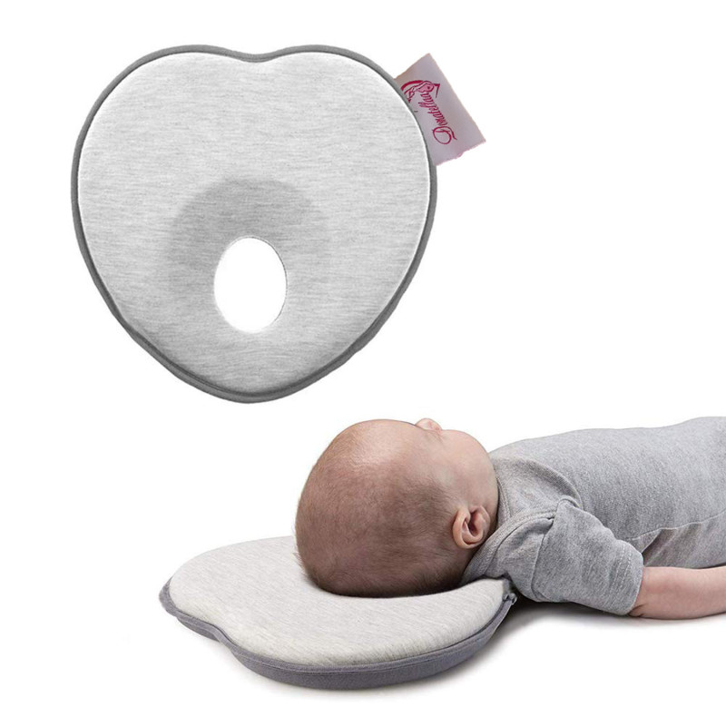 Newborn 3 Months Baby Head Shaping Pillow Cushion for Flat Head Syndrome Prevention Prevent Plagiocephaly Grey